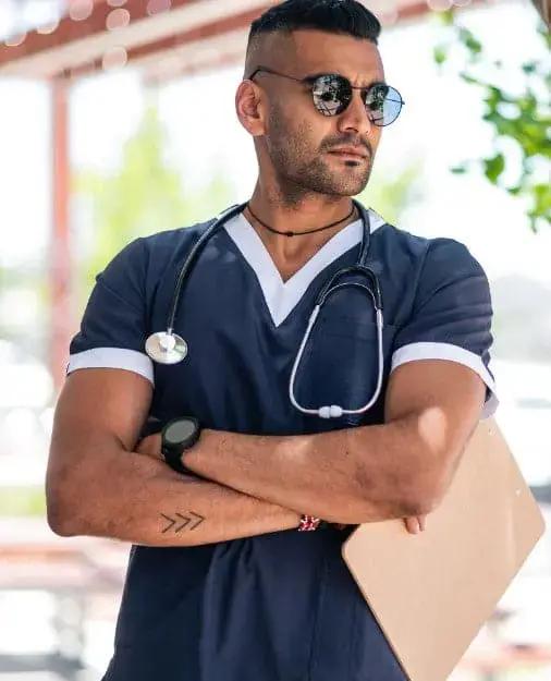 Softies Stanmore Unisex Contrast Trim Scrub Top STANT01 Simply Scrubs Australia